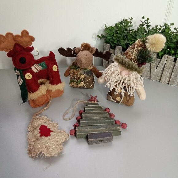 christmas tree decorations Moose Santa Rustic - Picture 1 of 7